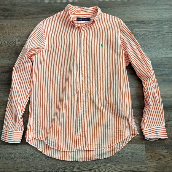 Polo Ralph Lauren Other - Polo Ralph Lauren Men’s Striped Button Down Dress Shirt Size Large Orange White